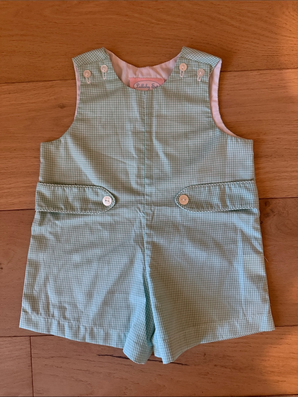 Classic Mint Gingham Kids Romper